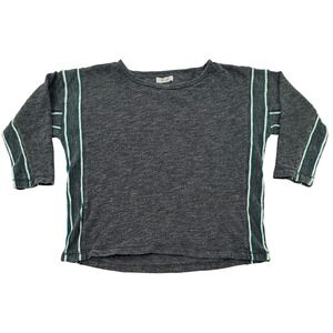Madewell‎ Womens Small Gray Striped Cropped Sweatshirt Boxy Casual Top